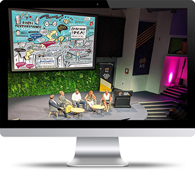 Conference graphic recording capturing key ideas, themes and discussions during a live event.